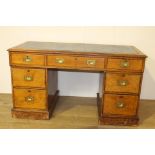 Yew wood partners desk with inset leather top {76 cm H x 137 cm W x 66 cm D}.