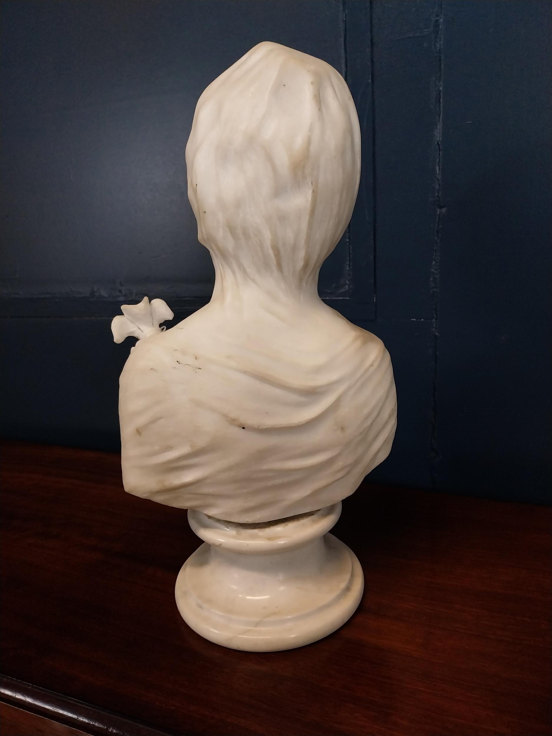 Carved marble bust of the vailed Lady {53 cm H x 29 cm W x 20 cm D}. - Image 3 of 3