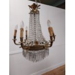 Good quality 19th C. gilded brass and cut crystal French chandelier in the Empire style {72 cm H x