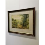 Wm. R. Hoyles Rural Scene watercolour mounted in wooden frame. {56 cm H x 58 cm W}.