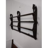 Rare 19th C. carved oak French plate rack decorated with stalks heads {52 cm H x 102 cm W x 10 cm