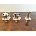 English silver condiment set.