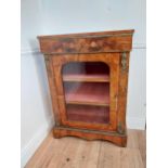 19th C. Burr walnut inlaid pier cabinet with ormolu mounts and single glazed door {112cm H x 82cm