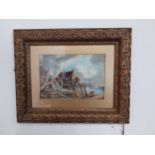 19th C. Watercolour depicting a harbour scene mounted in a gilt frame by J.S McClaren {36cm H x 43cm