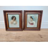 Pair of early 20th C. oil on canvas Portraits mounted in gilt frames singed M. F. A. C {36 cm H x 31