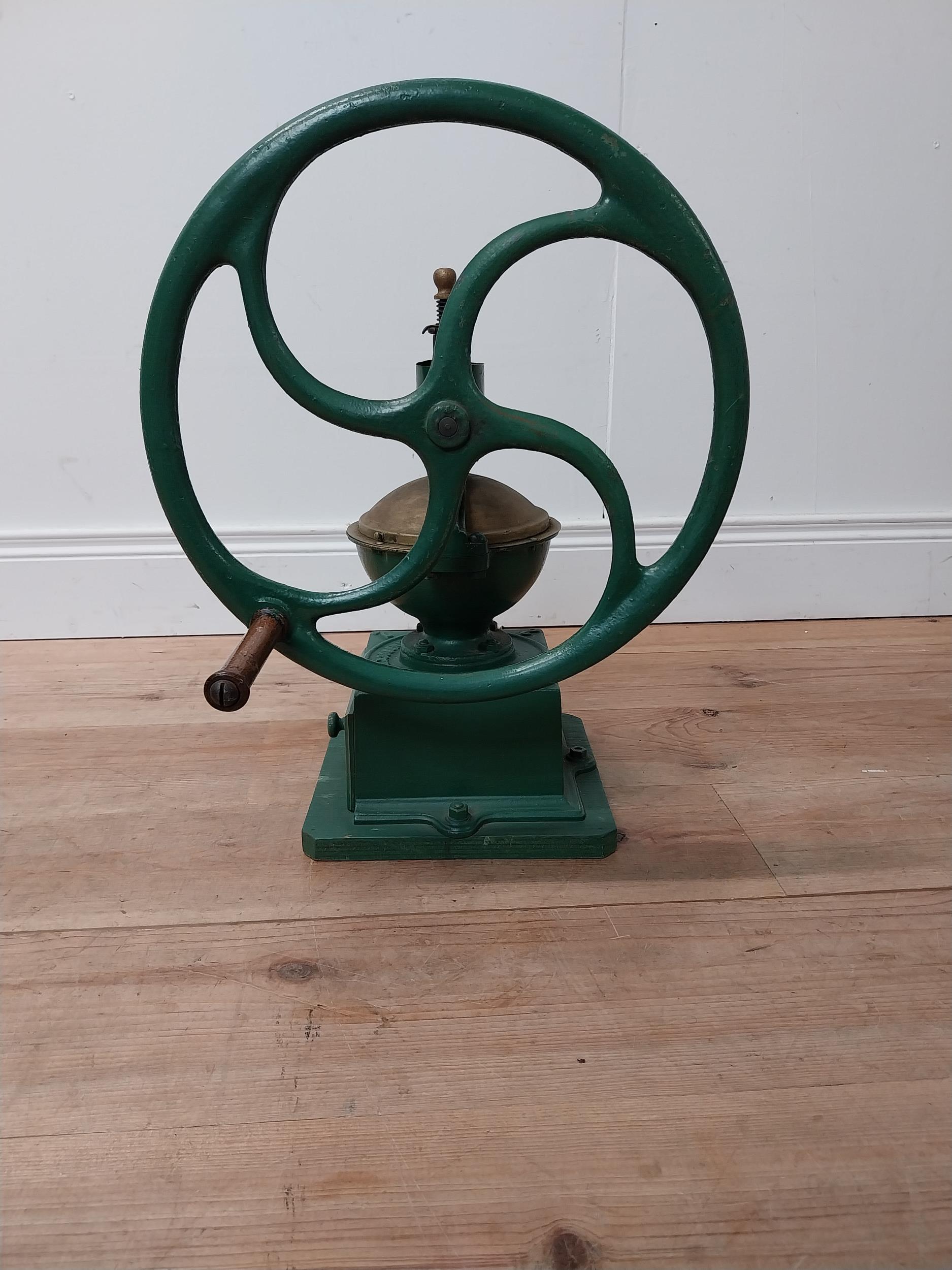 Rare early 20th C. cast iron and metal coffee grinder {53 cm H x 43 cm W x 40 cm D}. - Bild 2 aus 5