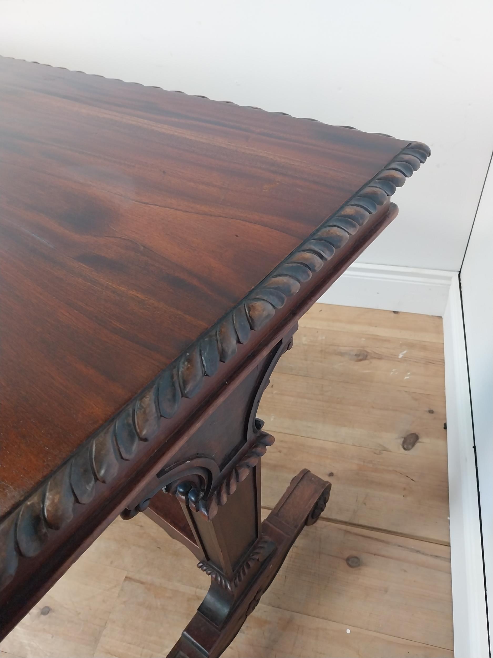 Mahogany library table in the William IV manner on carved columns and platform base {78cm H x - Image 4 of 5