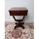 Good quality 19th C. rosewood lamp table with single drawer raised on turned column and platform