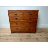 19th C. mahogany bachelor chest of drawers two short drawers over three long graduated drawers