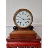 William IV rosewood mantle clock with enamel dial {27 cm H x 26 cm W x 14 cm D}.