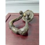 Good quality decorative bronze door knocker {18 cm H x 11 cm W}.