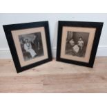 Two framed photographs of Indian family {47 cm H x 42 cm W}.