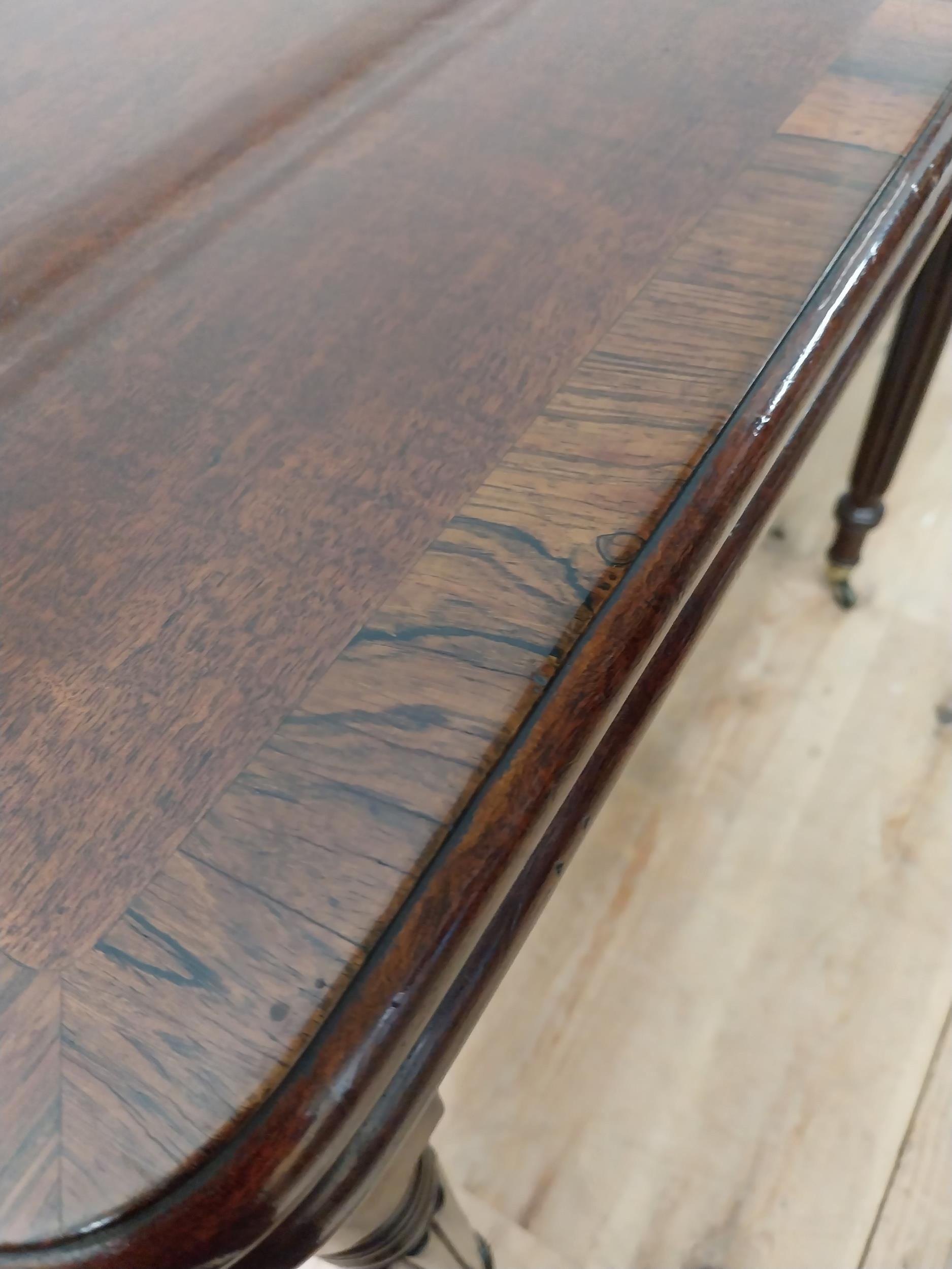 Good quality William IV mahogany and rosewood turn over leaf tea table raised on reeded legs and - Image 6 of 7