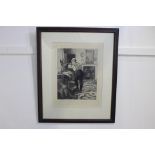 Framed black and white print His Wedding Morn by W. Dendy Sadler {64 cm H x 50 cm W}.
