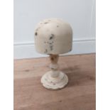 Painted pine milliners hat block {33 cm H x 17 cm Dia.}.