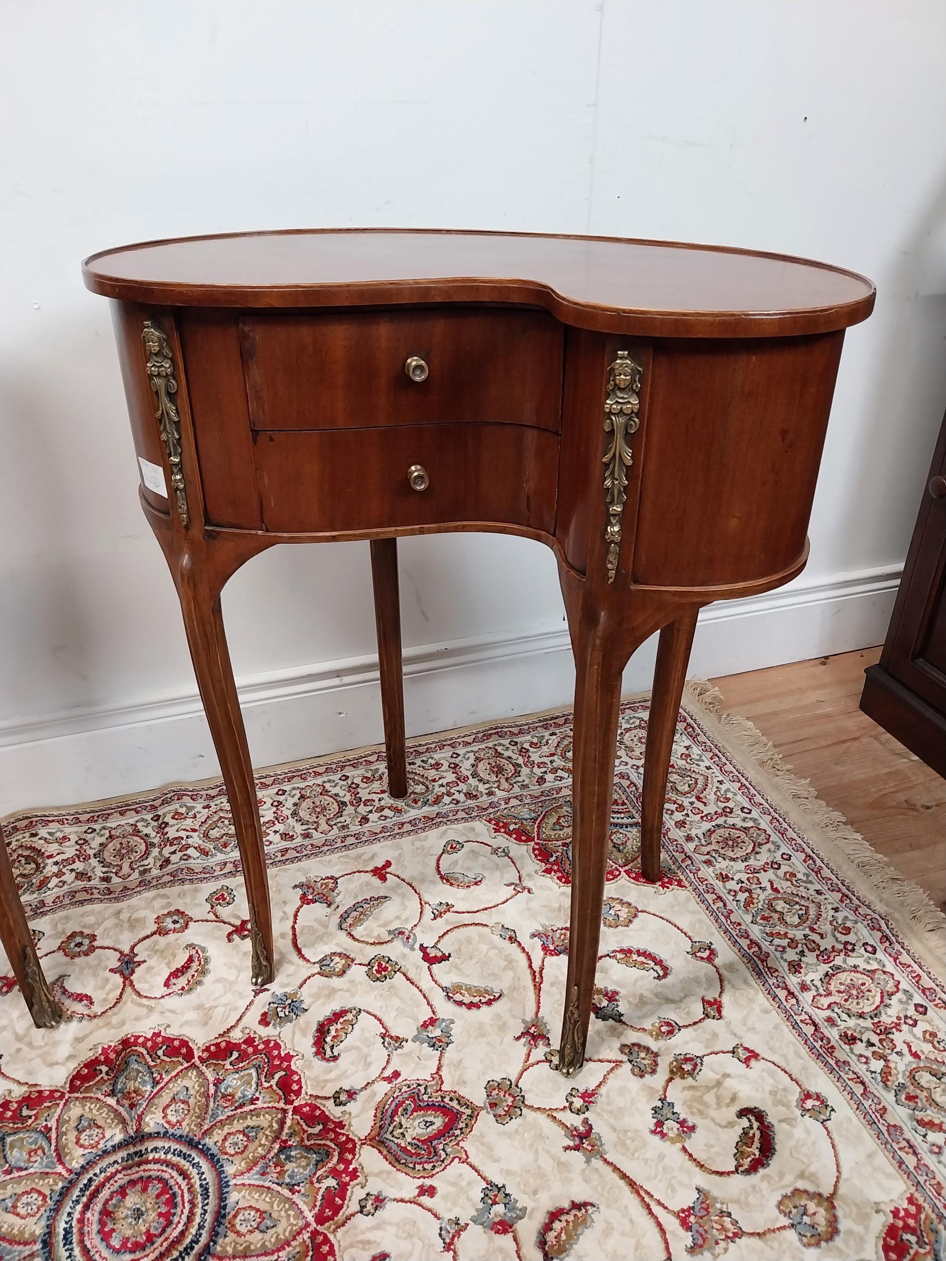 Pair of good quality kidney shaped walnut bedside cabinets with ormolou mounts raised on cabriole - Image 2 of 4