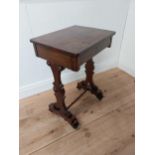 Good quality rosewood and satin inlay lamp table on carved supports and platform base {76cm H x 51cm