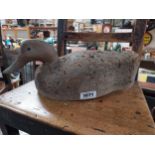 Extremely rare 19th C. cork and wooden decoy Duck with original paint {16 cm H x 39 cm W x 15 cm