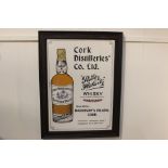 Cork Distillers Co Ltd framed advertising print. {120 cm H x 90 cm W x 4 cm D}.