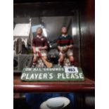 Rare Player's Please On all Grounds Gaelic Footballers plaster advertising figures. {22 cm H x 22 cm