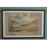 G. S. Rys Glendalough pictorial framed advertising print {69 cm H x 105 cm W}.