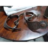 Early 20th C. Spanish leather spurs.