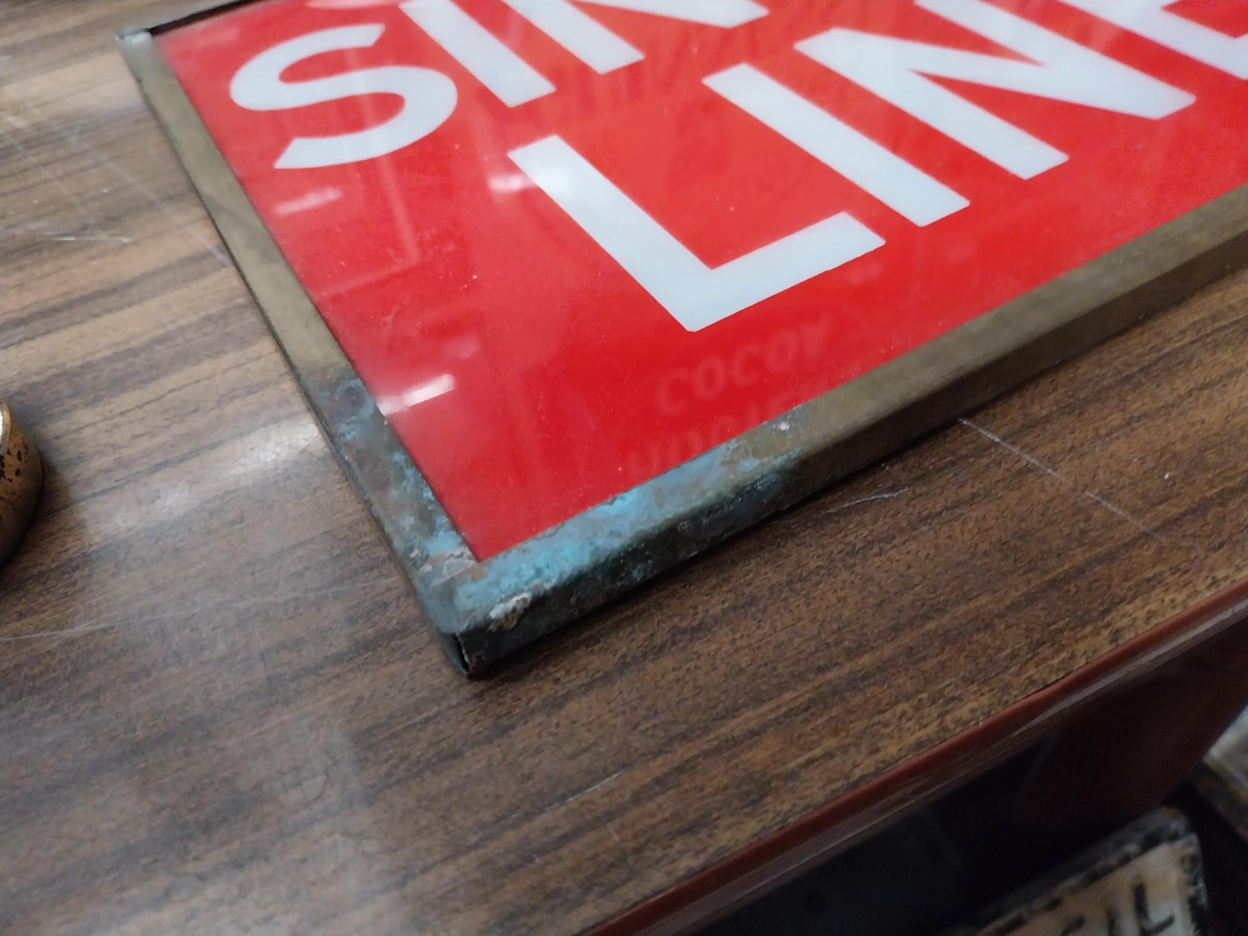 Single Line reverse painted glass Tram sign. {26 cm H x 32 cm W}. - Image 2 of 2