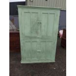 19th C. Irish painted pine kitchen cupboard with four panelled doors {192 cm H x 127 cm W x 54 cm