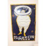 Michelin Tyres enamel advertising sign {90 cm H x 57 cm W}.