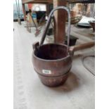 Wooden and metal bucket {24 cm H x 24 cm Dia.}.