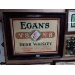 Egan's No. 8 Irish Whiskey framed advertising print {63 cm H x 78 cm W}.