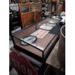 19th C. Mahogany counter top shop display cabinet. {27 cm H x 122 cm W x 65 cm D}