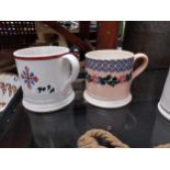 Two 19th C. spongeware ceramic mugs {11 cm H x 11 cm Dia. And 10 cm H x 10 cm Dia.}.