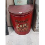 Early 20th C. painted metal coffee bin with gilded lettering. {65 cm H x 49 cm W x 34 cm D}