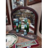 Biscuits old liqueur brandy mahogany and mirrored advertising display stand {53cm H x 56cm W x