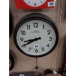 1940s Smith's English clock systems Bakelite electric wall clock {27 cm Dia.}.