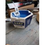 Keg Harp Lager ceramic advertising ashtray {14 cm H}.