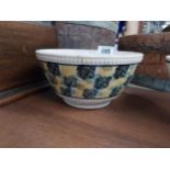 19th C. spongeware ceramic pudding bowl {11 cm H x 21 cm Dia.}.