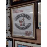 Bacon Sliced By Berkel's System framed advertising print. {82 cm H x 65 cm W}