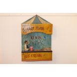 Candy Floss and Ice Cream painted wooden advertising sign. { 93 cm H x 61 cm W x 14 cm D}.