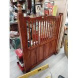 Pair of stained pine pub dividers with single post. {165 cm H x 130 cm W}