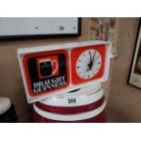 Draught Guinness Perspex advertising clock {15 cm H x 30cm W x 6 cm D}.