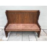 Tudor style pub bench {115 cm H x 150 cm W x 58 cm D}.