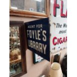 Agent for Foyle's Library double sided Taylor enamel advertising sign {31cm H x 36cm W}