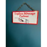 Topless Massage Parlour light up sign {20 cm H x 42 cm W}.