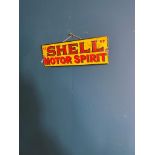 Shell enamel advertising sign {10 cm H x 30 cm W}.
