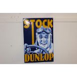 Stock Dunlop enamel advertising sign. { 60 cm H x 40 cm W }.