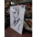 Pencil Drawing of W B Yeats. {30 cm H x 21 cm W}.