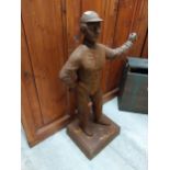 Cast iron figure of Jockey. {76 cm H x 37 cm W x 24 cm D}.