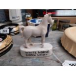 White Horse Scotch Whisky ceramic advertising horse. {13cm H X 11cm W X 4cm D}.